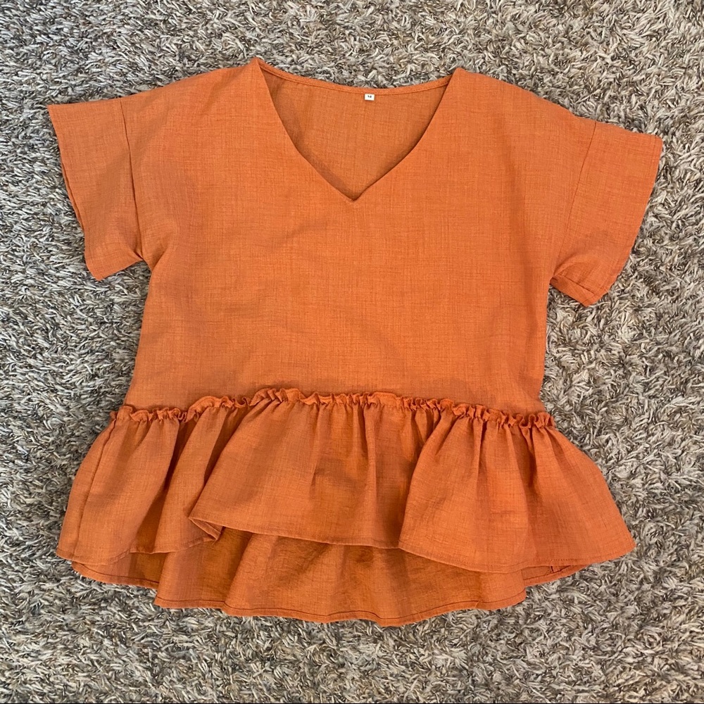 SHEIN orange peblum top